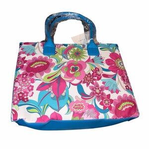 Trina Turk Vibrant Pink and Blue Floral Tote